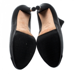 Chanel Black Leather And Fabric Cap Toe CC Ankle Boots Size 37.5