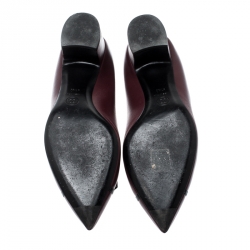 مملوكة مسبقًا Chanel Burgundy Leather Bow Embellished Pumps Size 41.5