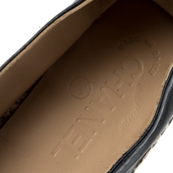 مملوكة مسبقًا Chanel Blue/Black Leather CC Cap Toe Espadrilles Size 37