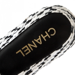 Chanel Monochrome Cotton Cord CC Flat Slides Size 36