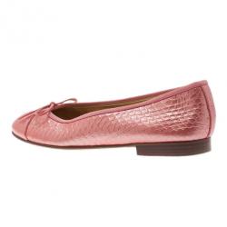 Pre Owned Chanel Pink Python Bow Ballet Flats Size 37
