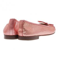 Pre Owned Chanel Pink Python Bow Ballet Flats Size 37