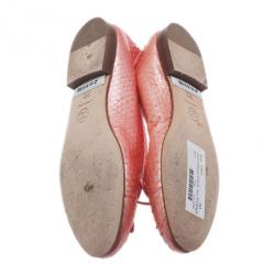 Pre Owned Chanel Pink Python Bow Ballet Flats Size 37