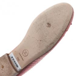 Pre Owned Chanel Pink Python Bow Ballet Flats Size 37