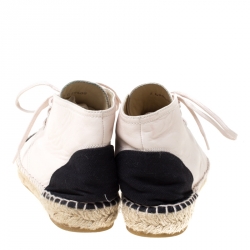 مملوكة مسبقًا حذاء رياضي شانيل مقدمة سوداء CC اسبادريل جلد بيج و كانفاس أسود مقاس 38