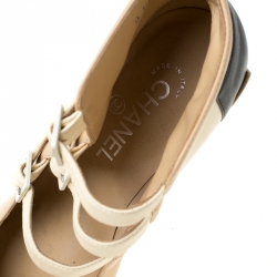 Pre Owned Chanel Tricolor Leather Strappy Ankle Boots Size 38.5