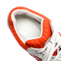 Pre Owned Chanel Multicolor Nylon And Leather CC Logo Lace Up Sneakers Size 37.5