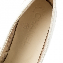 مملوكة مسبقًا Chanel White Canvas CC Camellia Espadrilles Size 37