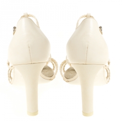 Pre Owned Chanel White Braided Leather CC Strappy Sandals Size 39