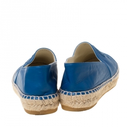 Pre Owned Chanel Blue Leather CC Espadrilles Size 36
