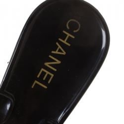 Pre Owned Chanel Black Jelly Camellia Slip On Slides Size 37