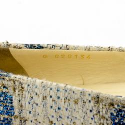 Pre Owned Chanel Tweed Lurex Swarovski Crystal Studded Ballet Flats Size 37