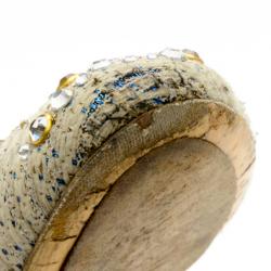 Pre Owned Chanel Tweed Lurex Swarovski Crystal Studded Ballet Flats Size 37