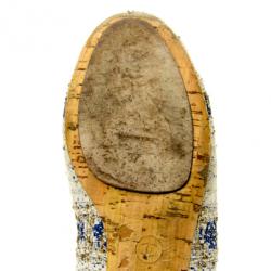 Pre Owned Chanel Tweed Lurex Swarovski Crystal Studded Ballet Flats Size 37