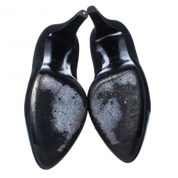 Pre Owned Chanel Black Suede and Patent Leather Cap Toe CC Pumps Size 39.5