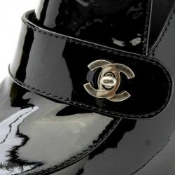 مملوكة مسبقًا Chanel Black Patent Moccasin Loafer Pumps Size 41