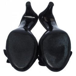 Chanel Black Satin Flower Bow CC Sandals Size 41.5