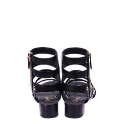 Chanel Black Leather CC Gladiator Sandals Size 40.5