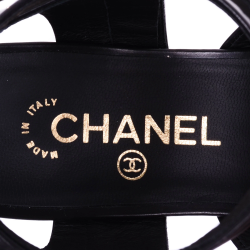 Chanel Black Leather CC Gladiator Sandals Size 40.5