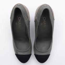 Pre Owned Chanel Cap Toe Wedge Pumps Size 37