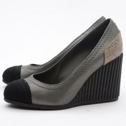 Pre Owned Chanel Cap Toe Wedge Pumps Size 37