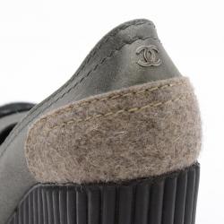 Pre Owned Chanel Cap Toe Wedge Pumps Size 37
