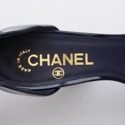 مملوكة مسبقًا Chanel Teal Pearlized Patent Calf Sandals With Multicolor Laquered Platform Heels Size 37