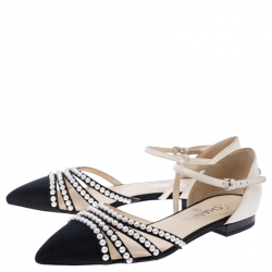  Chanel Black/Beige Canvas and Leather Faux Pearl Paris Rome Flat Sandals Size 39