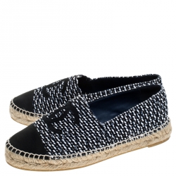 Pre Owned Chanel Multicolor Tweed And Grosgrain CC Espadrille Flats Size 37