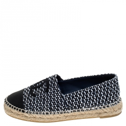 Pre Owned Chanel Multicolor Tweed And Grosgrain CC Espadrille Flats Size 37