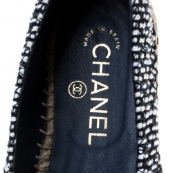 Pre Owned Chanel Multicolor Tweed And Grosgrain CC Espadrille Flats Size 37