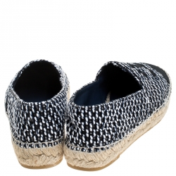 Pre Owned Chanel Multicolor Tweed And Grosgrain CC Espadrille Flats Size 37