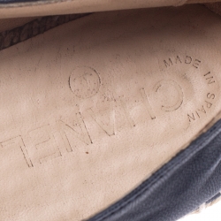 Pre Owned Chanel Black Leather CC Cap Toe Espadrilles Loafers Size 42