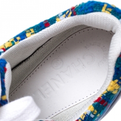 مملوكة مسبقًا حذاء راضي شانيل رباط علوي قماش تويد و بلاستيك مشمع متعدد الألوان مقاس 40