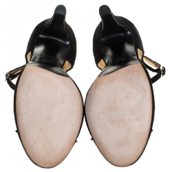 مملوكة مسبقًا صندل شانيل سير كاحل غطاء مقدمة CC جلد سويدي وساتان أسود مقاس 38.5