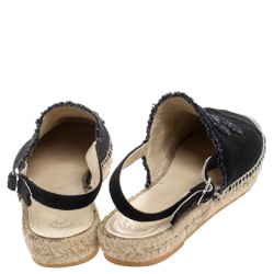 Chanel Back Canvas CC Espadrille Slingback Flat Sandals Size 39