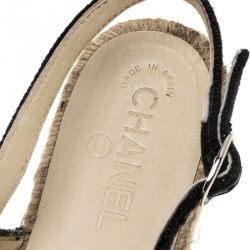 Chanel Back Canvas CC Espadrille Slingback Flat Sandals Size 39