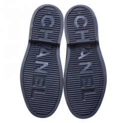 Chanel Navy Blue/White Rubber CC Ankle Length Boots Size 38