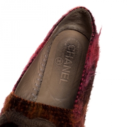 Chanel Multicolor Wool Blend Fabric CC Cap Toe Espadrilles Size 39