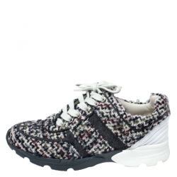 Pre Owned حذاء رياضي شانيل منخفض من أعلى قماش تويد و جلد مقاس 38