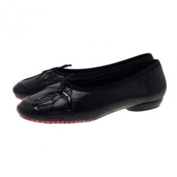 Pre Owned Chanel Black Leather CC Cambon Ballet Flats Size 38.5