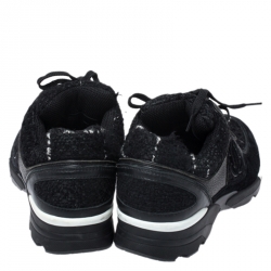 مملوكة مسبقًا حذاء رياضي شانيل رباط علوي تويد و جلد أسود مقاس 39
