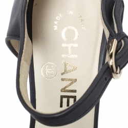 Chanel Grey Leather And Cream Canvas Open Toe Platform Ankle Strap Sandals Size 35.5