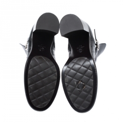 Chanel Black Quilted Leather Cap Toe CC Buckle Ankle Boots Size 40
