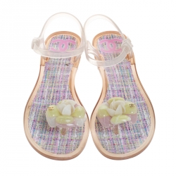 Chanel Multicolor Jelly Camellia Flower Flat Sandals Size 40