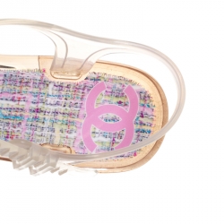 Chanel Multicolor Jelly Camellia Flower Flat Sandals Size 40