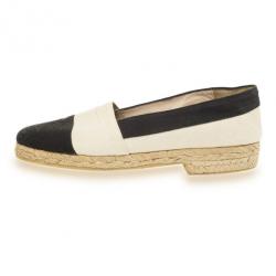Pre Owned Chanel Black &amp; White CC Espadrilles Size 37