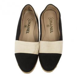 Chanel Black &amp; White CC Espadrilles Size 37