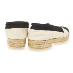 Pre Owned Chanel Black &amp; White CC Espadrilles Size 37