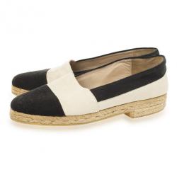 Pre Owned Chanel Black &amp; White CC Espadrilles Size 37